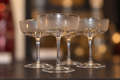set of 4 etched champagne coupe glasses - side view