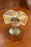 L.C. Tiffany Iridescent Favrile Art Glass Ruffled Compote