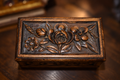 Antique Hand-Carved Floral Wooden Jewelry & Trinket Box