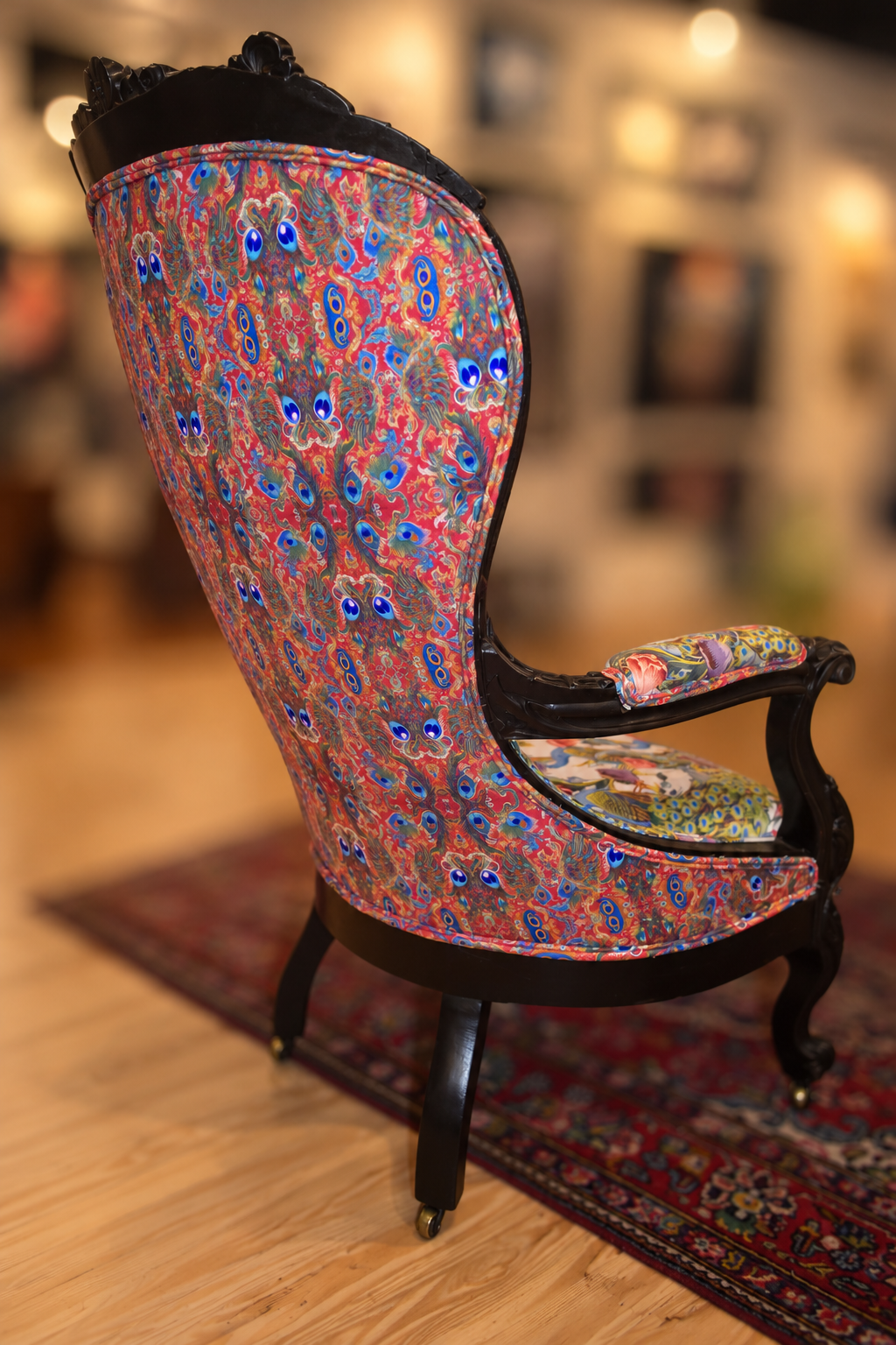Victorian-Style Carved Mahogany Armchair