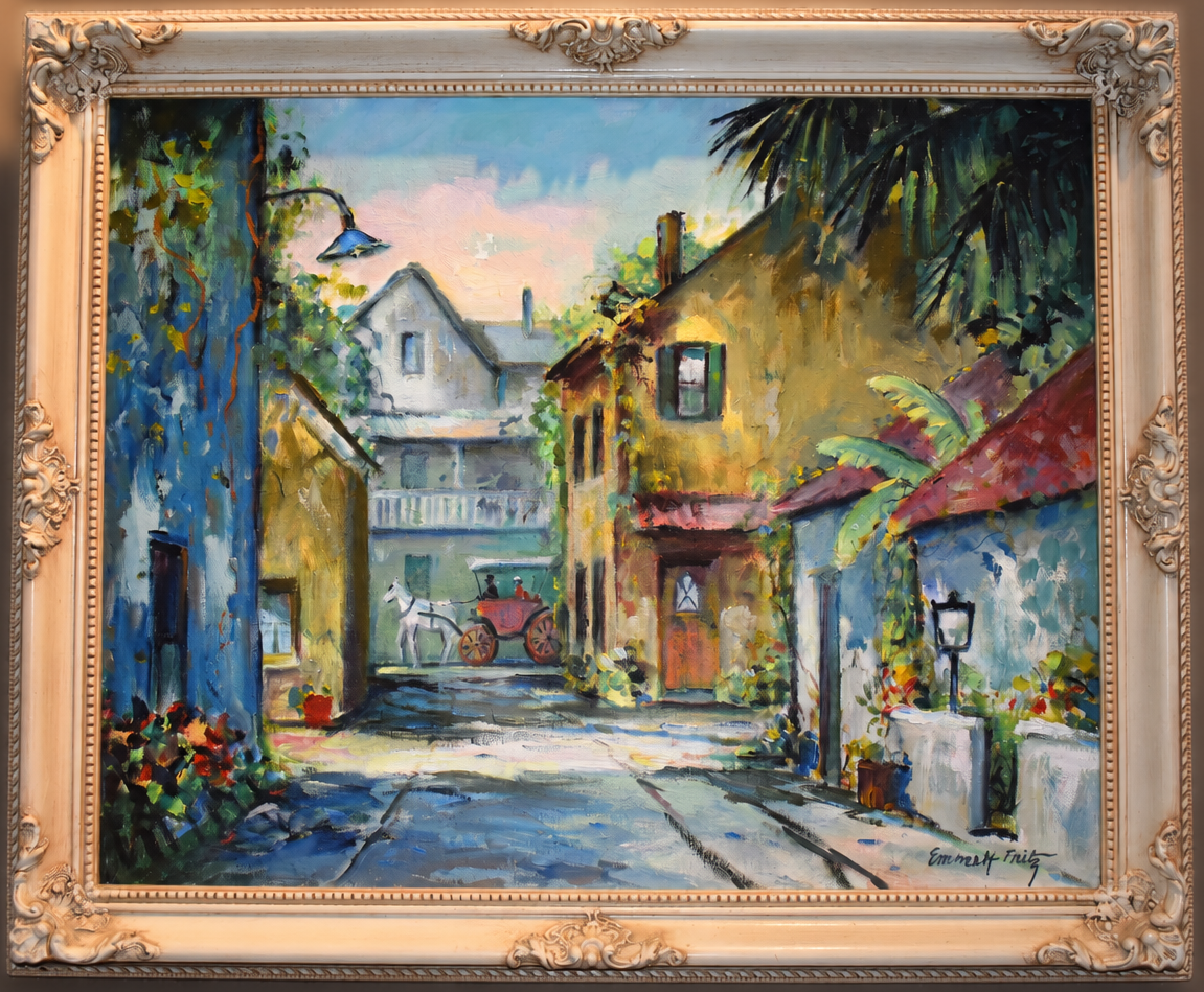 Emmett Fritz Street Scene St. Augustine -Oil on Canvas