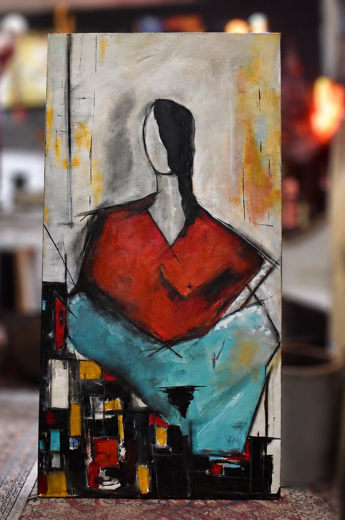 Abstract Seated Figure Original Oil on Canvas