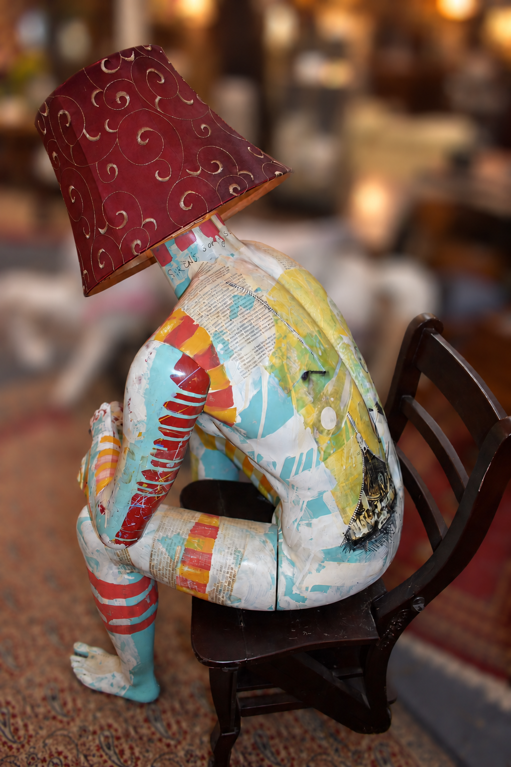 “I’m Thinking About It” Pop Art Mannequin Lamp with Chair